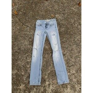 BKE Stella Jeans Womens Mid Rise Slim Bootcut  Stretch Denim Distressed 25X31.5